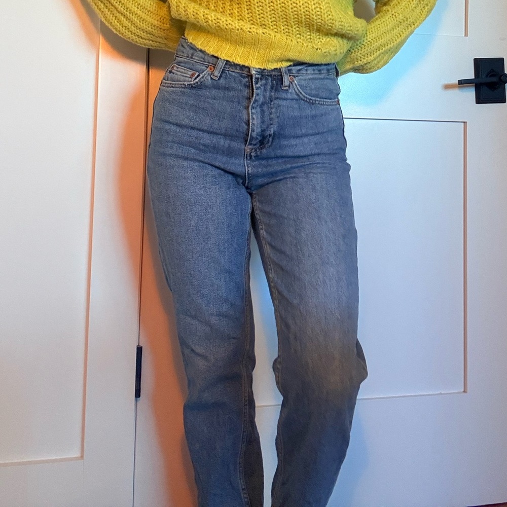 Topshop Light Blue Straight Leg Jeans